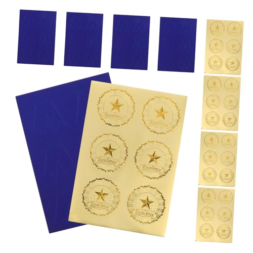 UPKOCH 30 Sätze Zertifikatssiegelaufkleber Aufkleber Für Briefumschläge Preisaufkleber Siegelaufkleber Für Zertifikate Goldenes Siegel Aufkleber Aus Goldfolie Aufkleber Zum Prägen Papier von UPKOCH