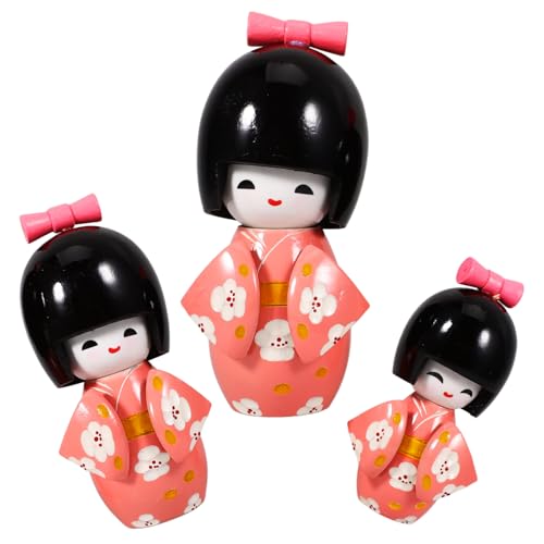 UPKOCH 3St Kimono Puppen Puppe Prinzessin japanisch Anime- Fälschung Figuren Bausatz Kimono-Puppe Desktop-Ornament Heimdekorationen entzückende Kimonopuppe hölzern Violett von UPKOCH