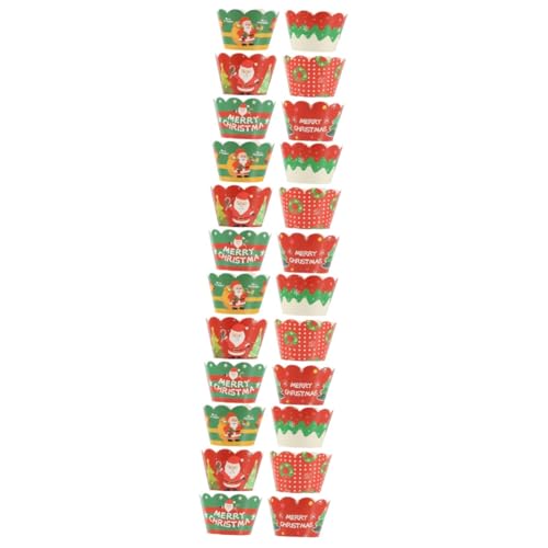 UPKOCH 4 Sätze Weihnachtsdekorationsrand Weihnachtsparty Accessoires Weihnachtsbacken Zubehör Partydekorationen Cupcake-liner Kuchen-pappbecher Weihnachtscupcake-pappbecher 6 Stück * 4 von UPKOCH