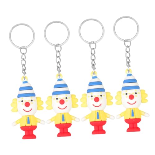 UPKOCH 4 Stück Clown-Puppen-Schlüsselanhänger Karabiner Zirkus-Charme Münze Tasche Clown Schlüsselanhänger Schlüsseldekoration digitaler Zirkus-Schlüsselanhänger Cartoon-Schlüsselanhänger von UPKOCH