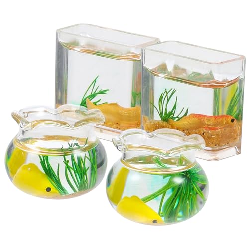 UPKOCH 4 Stück Mini-Glas-Koi wohnzimmerdeko gartendeko Tischdekoration Quadratisches Fischglas Hausdekoration Künstlicher Spielzeugfisch Szene Mittelstücke für Tische winzige Spielsachen von UPKOCH