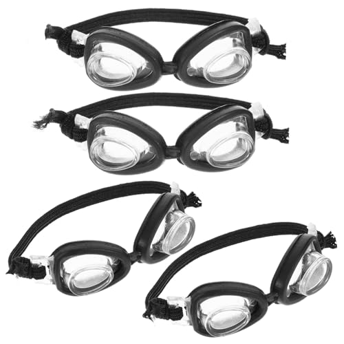 UPKOCH 4 Stück Puppe Mini-Schwimmbrille Schwimmbad Puppenbrillen Puppenkostüm Brille Winzige Gläser Zubehör Für Puppenkostüme Winzige Brille Plastik Black von UPKOCH