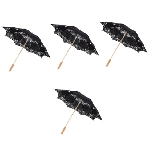 UPKOCH 4 Stück Regenschirm aus Spitze starker Regenschirm tanzende Regenschirmstütze Vorhang großer Regenschirm Big Umbrella Regenschirm für Hochzeit Vintage Regenschirm hölzern Black von UPKOCH