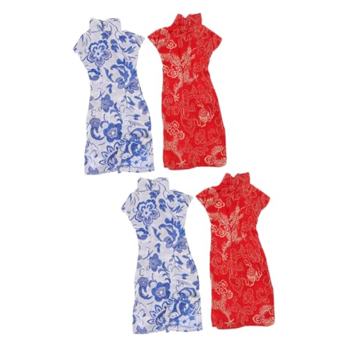 UPKOCH 4 Stück Zubehör für Cheongsam-Puppen puppenkleidung Puppen Kleidung Puppenmode Mädchenpuppen Puppenhaus-Cheongsam Mini wiederverwendbares Puppenkleid schöne Puppe Cheongsam Stoff von UPKOCH