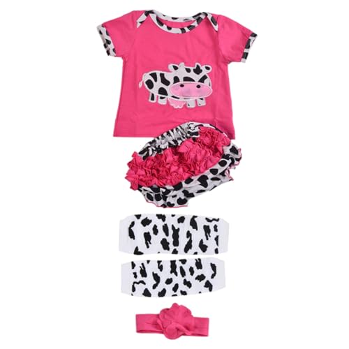 UPKOCH 4 Teiliges Set Puppenkleidung Für Reborn ädchen Kuhdesign Kurzarm T Shirt Und Shorts Passende Kleidung Für Puppen 50 Ideales Für ädchen von UPKOCH