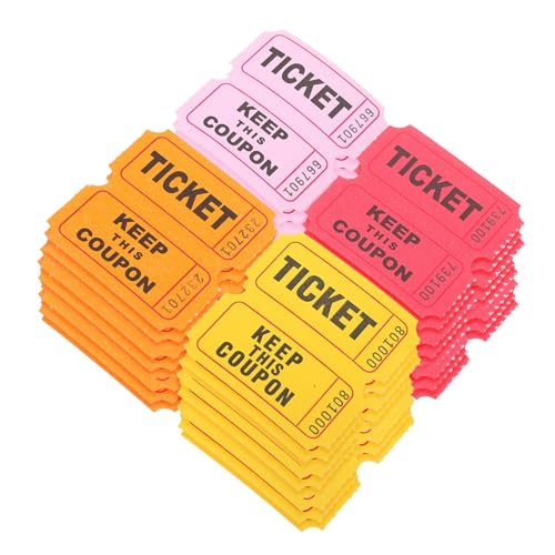 UPKOCH 400-Teilige Rolle Lose Karneval Auktion Rosa Tickets für die Tombola Zirkus Tombola-Tickets Verlosungstickets Party-Tickets Event-Tickets Tombola-Los-Inhaber Tombolatrommel Papier von UPKOCH