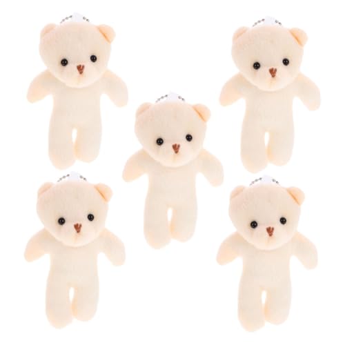 UPKOCH 5 Stück Teddybär-Puppe Geburtstagsgeschenk bär Kuscheliger Bärenanhänger bär anhänger geldbörse Brieftasche Mini-Kuschelbär Hängendes Mini-Bär- Baumwolle Beige von UPKOCH