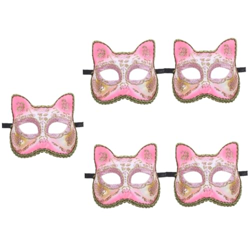 UPKOCH 5St Maske Halloween Katze Cosplay dekorativ mask hallowen Maskiert masquerade funny mask Verkleidung Partygeschenk Partyzubehör Plastik Rosa von UPKOCH