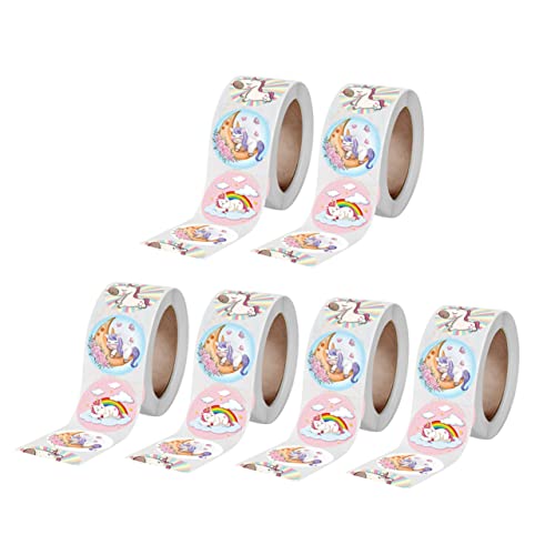 UPKOCH 6 Rollen Einhorn-Siegel dartscheibe mitgebsel Label Sticker beschriftung Aufkleber gefreih Kind barn Tieraufkleber Geschenkverpackungsaufkleber selbstklebendes Papier von UPKOCH