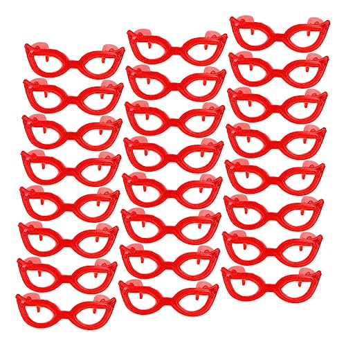 UPKOCH 60St Mini-Brille Modepuppen Puppe verkleiden Sich Brillen Puppen-Anziehspielzeug kunststoffgläser puppenkleidung Miniaturpuppen-Sonnenbrille Puppensonnenbrille aus Plastik rot von UPKOCH