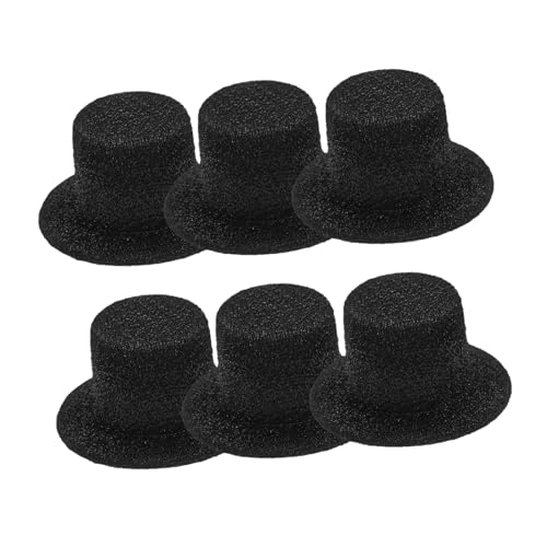 UPKOCH 6St Mini-Hut Mini-Cowboyhüte zum Basteln Schutzhelme Puppenzubehör Mini-Zylinder Puppenkleidung Puppenhut Puppenfotografie Mini-Tops-Hüte Kleiner Zylinder Mini-Hüte Eva-Tuch Black von UPKOCH