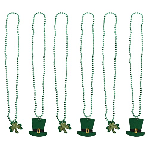 UPKOCH 6st Klee Perlenkette Patricks Day Perlenkette Party-halsketten St. Patricks Day Parade Zubehör Anhänger St. Patricks Day Partyzubehör Halsketten Mit Kleeblattperlen Plastik Green von UPKOCH