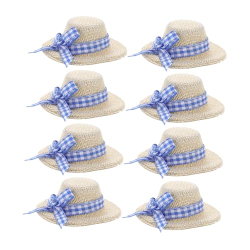 UPKOCH 8 STK Strohhut Mini-hexenhüte Puppenhüte Mini-Hut Mini-strohhüte Puppenhauszubehör Mini-hüte Mini-Zylinder Puppenstubenmöbel Puppenstrohhüte Puppenmöbel Miniaturhüte Weben Beige von UPKOCH