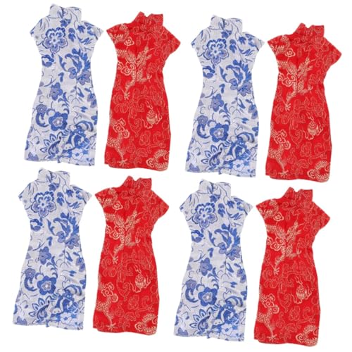 UPKOCH 8 STK Zubehör für Cheongsam-Puppen Miniatur-Cheongsam Puppenkleid Cheongsam puppenkleidung Puppen Kleidung Wiederverwendbare Puppe Cheongsam austauschbares Puppenkostüm Stoff von UPKOCH