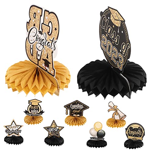 UPKOCH 9St Abschluss-Waben-Ornament Abschlussdekor Dekorationen Golddekor partyzubehör & Dekoration Abschlussfeier Dekoration Grad Partyszenenschmuck Grad Wabendekor Papier Black von UPKOCH