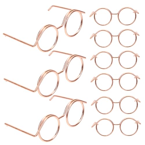 UPKOCH Mini Puppen Sonnenbrillen Aus Mit Drahtrahmen Kleine Brillen Für Puppen Zubehör Mode Accessoires Für Miniaturfiguren Rosé von UPKOCH