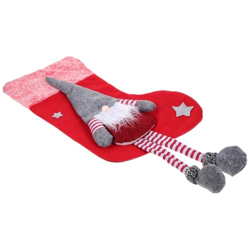 UPKOCH Weihnachtsdekorationen Weihnachtsbaum Socken Weihnachtsgirlande Weihnachtsaufbewahrung Haken Für Weihnachtsbaum Mini-weihnachtsbäume Weihnachtssocken Plüsch Ornamente Rot Flanell von UPKOCH