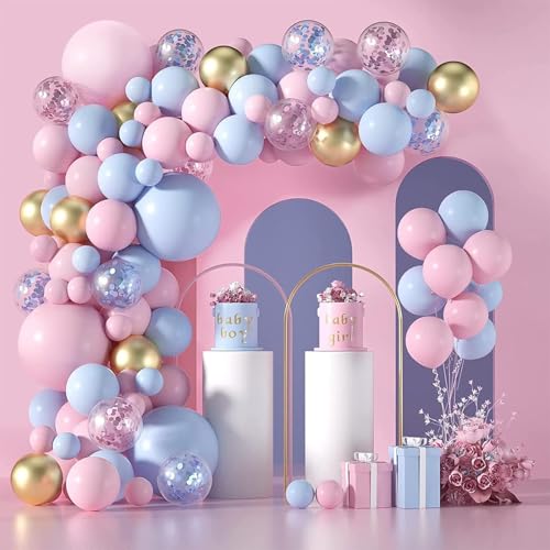 UPSHELL - Ballon Baby Shower Boy or Girl, komplettes Set für Gender Reveal Party mit Ball, 2 Packungen farbiges Pulver und 2 Packungen Konfetti Rosa Blau (Luftballons) von UPSHELL