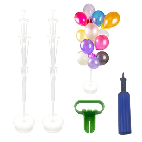 2 Sets Ballon Stick Halter,Ballonsäulenständer Kit,Wiederverwendbare Luftballons Ständer Halter,Verstellbarer Ballonständer Tisch mit Wassergefülltem Sockel für Geburtstag,Party,Hochzeit,Feier 63in von UPUPGO