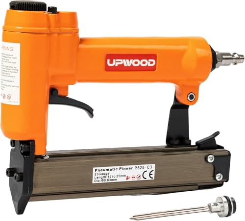 UPWOOD P625 Pneumatischer 23-Gauge Headless Pin Nailer, 1/2-Zoll bis 1-Zoll Schenkellänge Luftbetriebener Mikro-Nagler für Möbel, Schränke und Innendekoration von UPWOOD