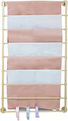 UQACHG Bandhalter zum Basteln, Organizer-Gestell, Wand-Schal-Aufhänger, Aufbewahrungshalter für Geschenkpapier, Band-Organizer zur Wandmontage für den Bastelraum, 9-stufiger PräGold-70x10x120cm von UQACHG