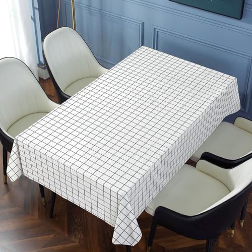 UQAZTUAS Rechteckige Tischdecke, wasserdichte Stofftischdecke, abwischbar, auslaufsicher, kariert, fleckenabweisende Tischdecke für Essen, Camping, drinnen und draußen 120 * 120cm White von UQAZTUAS