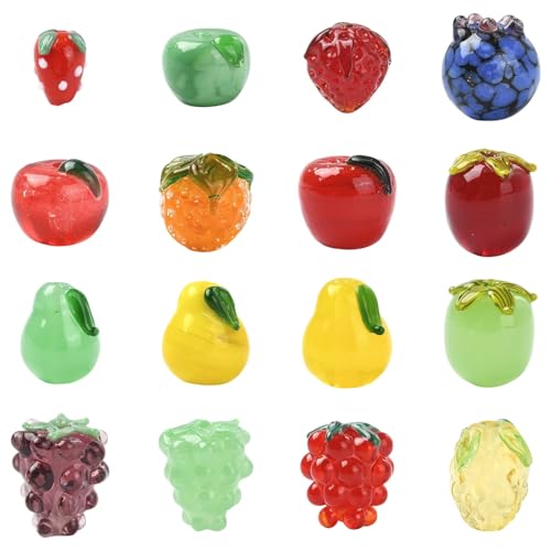 UR URLIFEHALL 16 Stück 16 Stile Lampwork Glas Obst Perlen 3D Birne Apfel Traube Abstandshalter Perlen für DIY Armband Halskette Schmuck Herstellung Handwerk UR URLIFEHALL 16 Stück 16 Stile Lampwork Glas Obst Perlen 3D Birne Apfel Traube Abstandshalter Perlen für DIY Armband Halskette Schmuck Herstellung Handwerk von UR URLIFEHALL