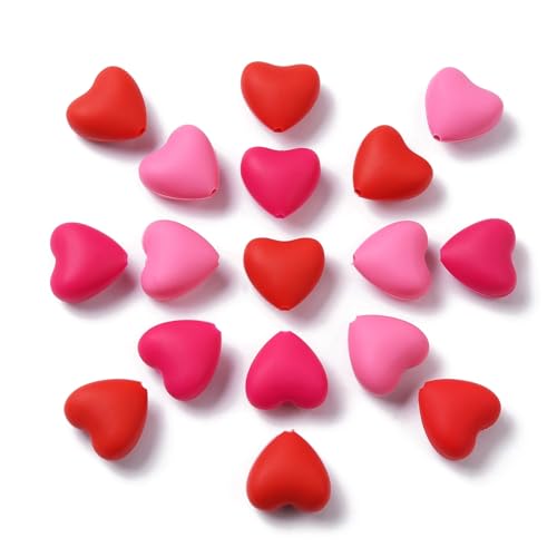 UR URLIFEHALL 30 Stück 3 Farben Valentinstag Silikon Perlen Herzförmige Silikon Focal Perlen für DIY Schmuck Herstellung Handwerk Geschenk Dekor von UR URLIFEHALL