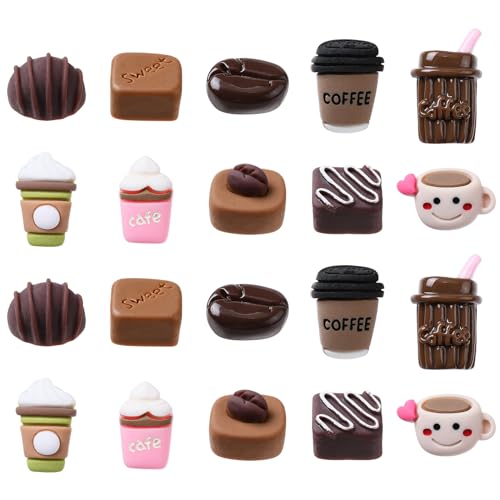 UR URLIFEHALL 50 Stück 10 Stile Harz Kaffee Cabochons Kaffeetasse Perlen Imitation Getränke Lebensmittel Harz Cabochons für Schmuck DIY Handwerk von UR URLIFEHALL