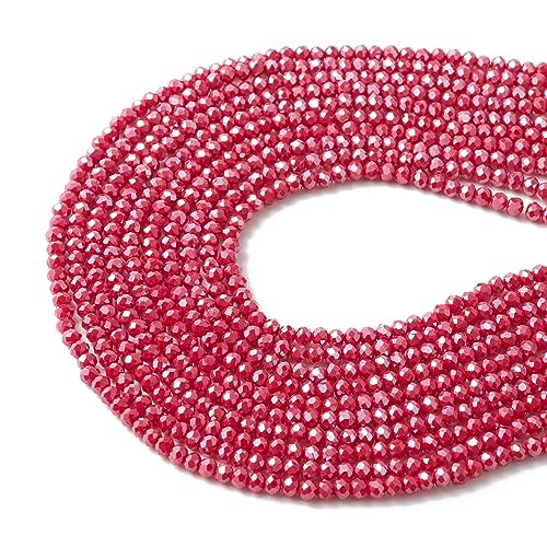 UR URLIFEHALL Briolette facettierte Rondelle-Kristallglasperlen, 4 mm, rote Perlen, glänzend, galvanisierte Glasperlen, Stränge für DIY-Zubehör, 1230 Stück von UR URLIFEHALL