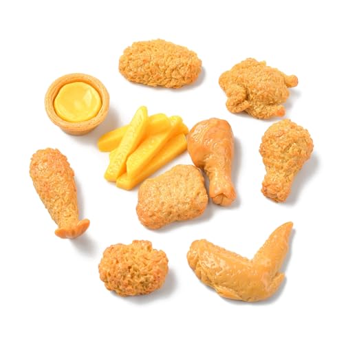 UR URLIFEHALL Fast-Food-Cabochons aus Kunstharz, gebratene Hühnerchips, Ei, Tart-Form, flache Rückseite, kein Loch, Charms zum Basteln, Haarnadel, Restaurant-Dekoration, 100 Stück von UR URLIFEHALL