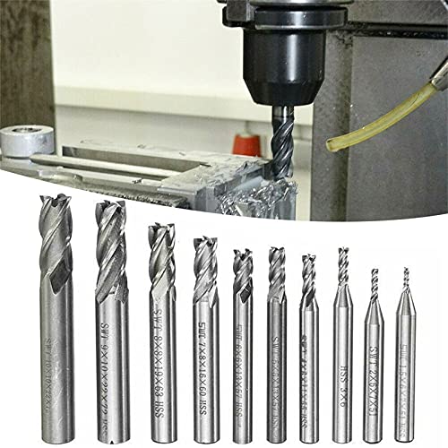 4 Rillen Schneidige Schaftfräser, 10 Stück Stahlfräser CNC-Drehmaschine Zylinderschaft 4 Schneiden Schaftfräser-Satz Fräser Werkzeug zum Fräsen von Metallarten 1,5-10mm von URCheers