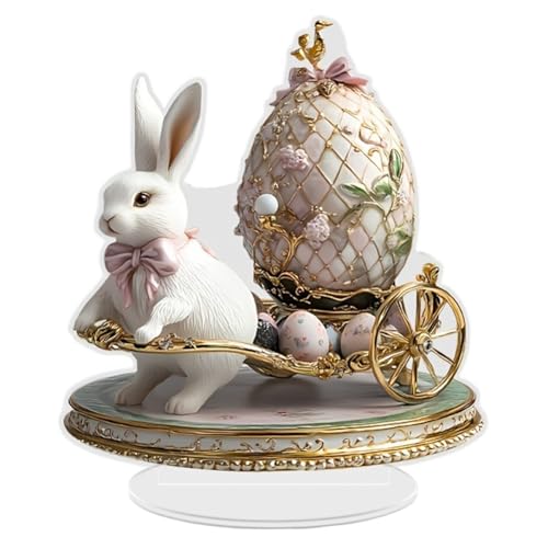 URFDCAD 2D Acryl Osterhase Dekor, Osterhasen Statue Frühlings Innendekoration Osterdekoration für den Urlaub, 2D flachen Kaninchen Ostereier Häschen Dekor Osterhasen Ostereier Statue Hasenfiguren von URFDCAD