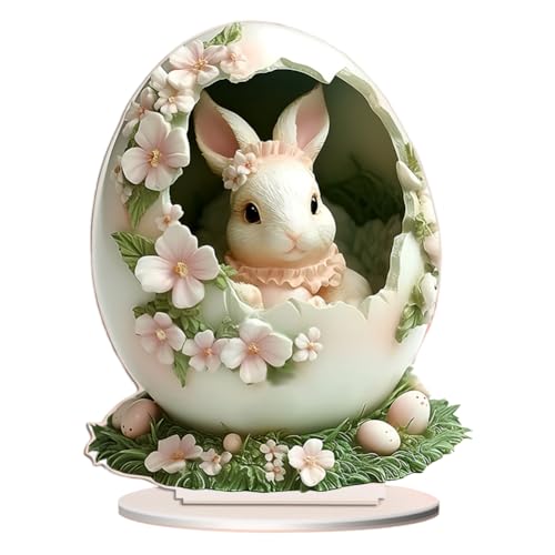 URFDCAD 2D Acryl Osterhase Dekor, Osterhasen Statue Frühlings Osterdekoration für den Urlaub, 2D flachen Kaninchen Ostereier Häschen Dekor Acryl Tisch Häschen Frühlingsdeko Ostergeschenk von URFDCAD