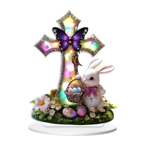 URFDCAD 2D flachen Kaninchen Ostereier Häschen Dekor 2D Acryl Osterhase Dekor, Osterhasen Statue Frühlings Innendekoration Ostern Festliche Acryl Tisch Häschen Dekor Schild Schreibtisch Ornament von URFDCAD