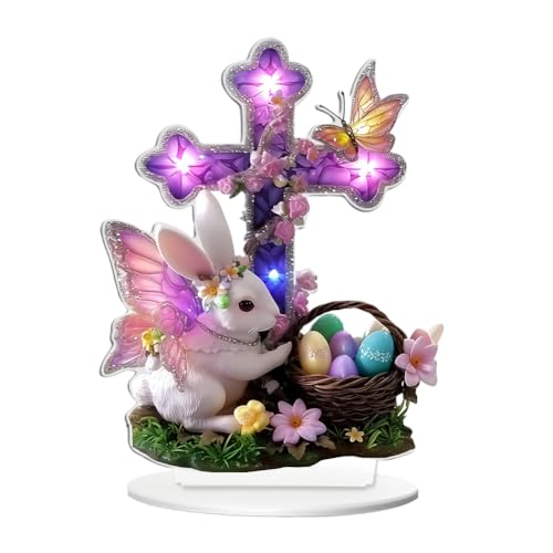 URFDCAD 2D flachen Kaninchen Ostereier Häschen Dekor 2D Acryl Osterhase Dekor, Osterhasen Statue Frühlings Innendekoration Ostern Festliche Acryl Tisch Häschen Dekor Schild Schreibtisch Ornament von URFDCAD