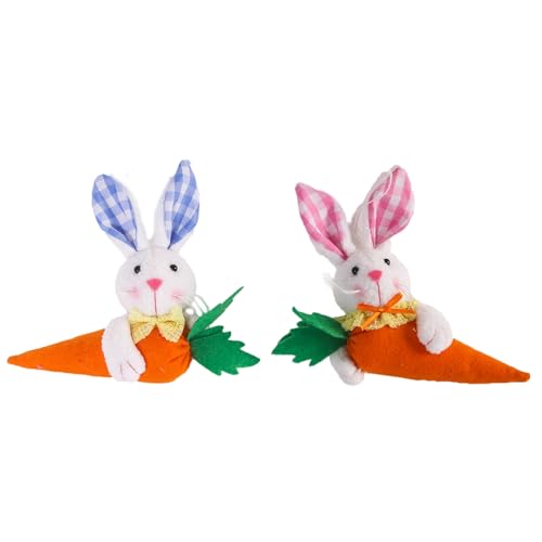 URFDCAD 2pcs Osterhasen Osterdeko Hase Figuren, Osteranhänger zum Aufhängen Osterhase Deko Anhänger, Ostern Deko Wichtel Hase Plüsch Puppen Figur für Frühlingsdeko Osterdeko Ostergeschenk von URFDCAD