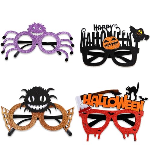 URFDCAD 4pcs Halloween Glasses Frame Halloween Horror Decoration Halloween Party Glasses Spider Web Ghosts Halloween Party Accessories Funny Decoration for Carnival Masquerade Cosplay Photo Props von URFDCAD