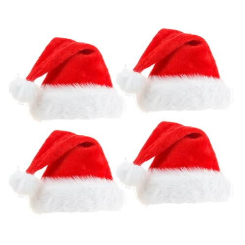 URFDCAD 4pcs luxurious Christmas hat red Santa hat women men red Santa hat warm Santa hat classic red Santa hat New Year Santa hat children adults party hat von URFDCAD