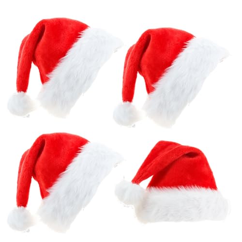 URFDCAD 4pcs Luxurious Christmas hat red Santa hat Women Men red Santa hat warm Santa hat Classic red Santa hat New Year Santa hat Children Adults Party hat von URFDCAD