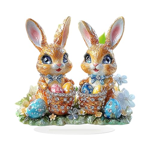 URFDCAD Acryl Osterhase Dekor 2D Flache Zeichen, Osterhasen Statue Frühlings Innendekoration für den Urlaub, 2D flachen Kaninchen Ostereier Häschen Dekor Osterhasen Ostereier Statue Hasenfiguren von URFDCAD