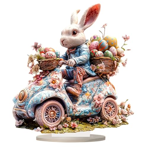 URFDCAD Acryl Osterhase Dekor 2D Flache Zeichen, Osterhasen Statue Frühlings Innendekoration für den Urlaub, 2D flachen Kaninchen Ostereier Häschen Dekor Osterhasen Ostereier Statue Hasenfiguren von URFDCAD