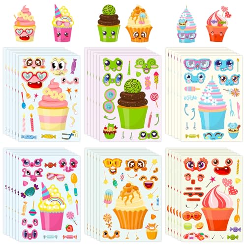 36 Stück Donut & Kuchen Aufkleber SüßIgkeiten Aufkleber, Eigene Kuchen Mix und Match Aufkleberbögen erstellen Nachtisch Aufkleber DIY Kinder Sticker Set für Kinder Party Favor Supplies Craft von URFEDA