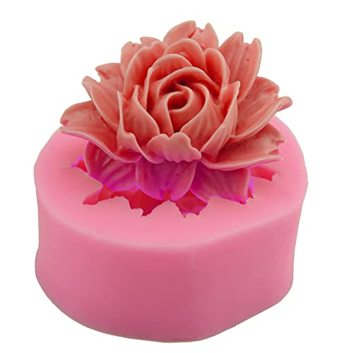 3D Rose Pfingstrose Blume Silikonform Fondant Kuchenform Dekoration Duftende Kerze Seife Gips Form Silikon Blume Kuchenformen Schokoladenform DIY Backen Handwerk für Kuchen Süßigkeiten Gelee Tortedeko von URFEDA