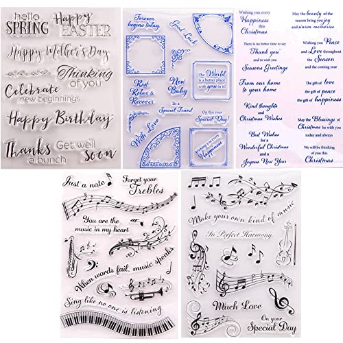 5 Blätter Alphabet Silikonstempel,Clear Stamp Buchstaben Set,DIY Scrapbooking Silikon Stempel Weihnachten Stempelset,Prägung Stempel, Clear Stempel Set für DIY Album Scrapbooking Fotokarten Dekor von URFEDA