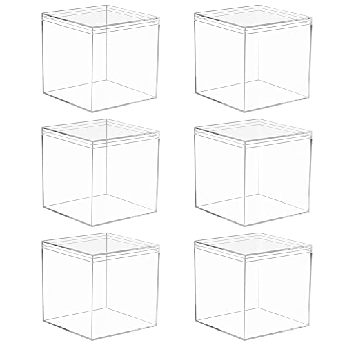 6er-Pack Durchsichtige Acryl Boxen,kleine Aufbewahrungsbehälter für Kunststoffperlen Kunststoff Geschenkbox Transparent für Geschenke,Hochzeiten,Gastgeschenke,Leckereien,Süßigkeiten, 8.5x8.5x8.5cm von URFEDA