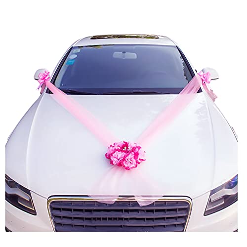 Autoschmuck Hochzeit Motorhaube,Auto Schmuck Organza,Herz Auto Schmuck Braut Paar Rose Deko Dekoration Car Wedding Girlande,Hochzeitsauto Deko,Blumenschmuck Auto Hochzeit,für Hochzeits Verlobungsfeier von URFEDA