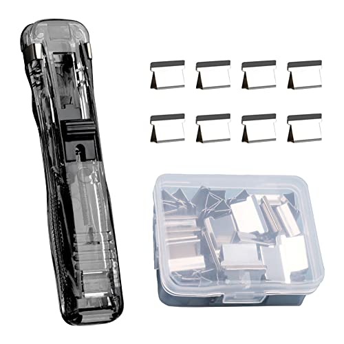 Kreativer Hefter, Blatthefter Mini mit 58 Stück Wiederverwendbare Heftklammern Push Hefter Set Binder Clips Muschel Clip Spender, Tragbarer Fast Clam Clip Spender, Geeignet für Büros, Schulbedarf von URFEDA