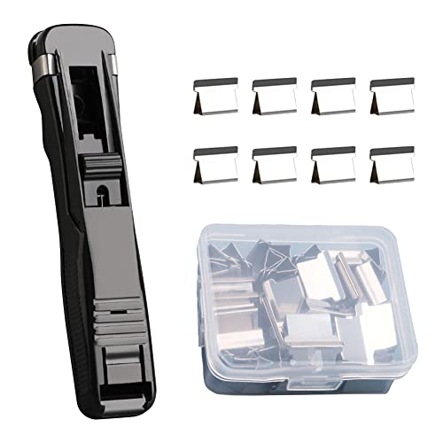 Kreativer Hefter, Blatthefter Mini mit 58 Stück Wiederverwendbare Heftklammern Push Hefter Set Binder Clips Muschel Clip Spender, Tragbarer Fast Clam Clip Spender, Geeignet für Büros, Schulbedarf von URFEDA