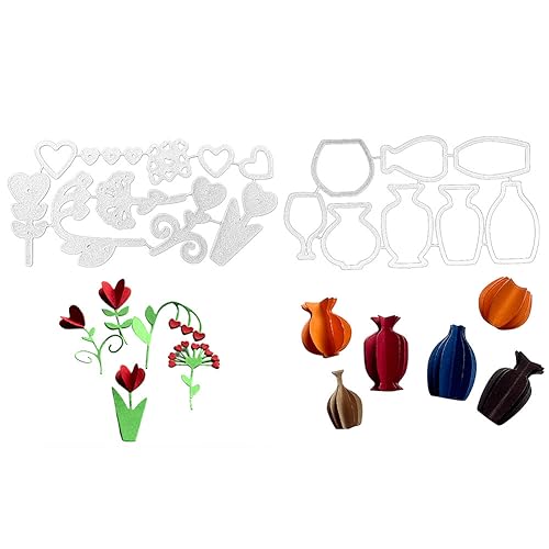 Stanzschablonen Metall Stanzform Metall Schneiden Schablonen Blumen und Blumenvase Stanzformen Metall Prägeschablonen Stanzformen Cutting Dies für DIY Scrapbooking Karten Handwerk Geschenk von URFEDA